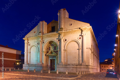 Cathedral church of Rimini at night