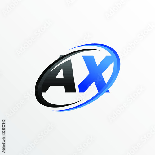 Initial Letters AX Logo with Circle Swoosh Element	