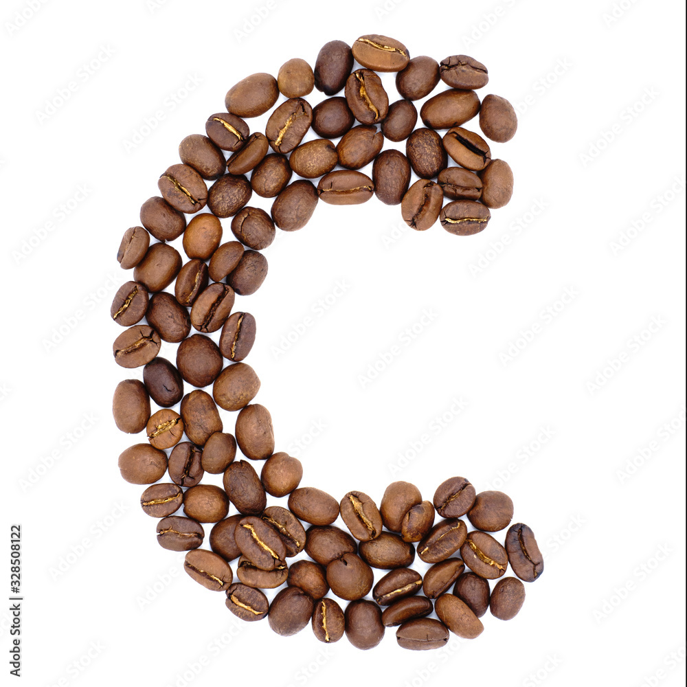 Letter C from coffee alphabet isolated on white Letter C from coffee alphabet isolated on white