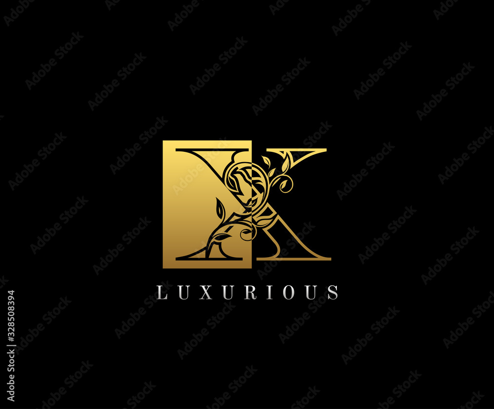 Gold Letter X Logo. X Letter Design Vector with Golden Colors and Floral Hand Drawn. Gold Letter X Logo. X Letter Design Vector with Golden Colors and Floral Hand Drawn.
