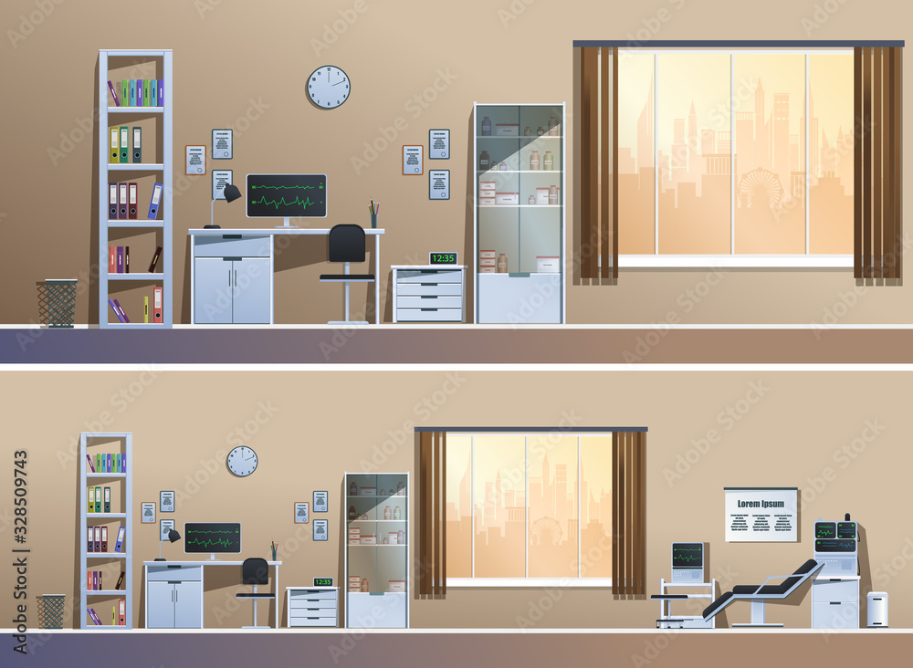 Doctor's office in the hospital. Vector. Doctor's office in the hospital. Vector.