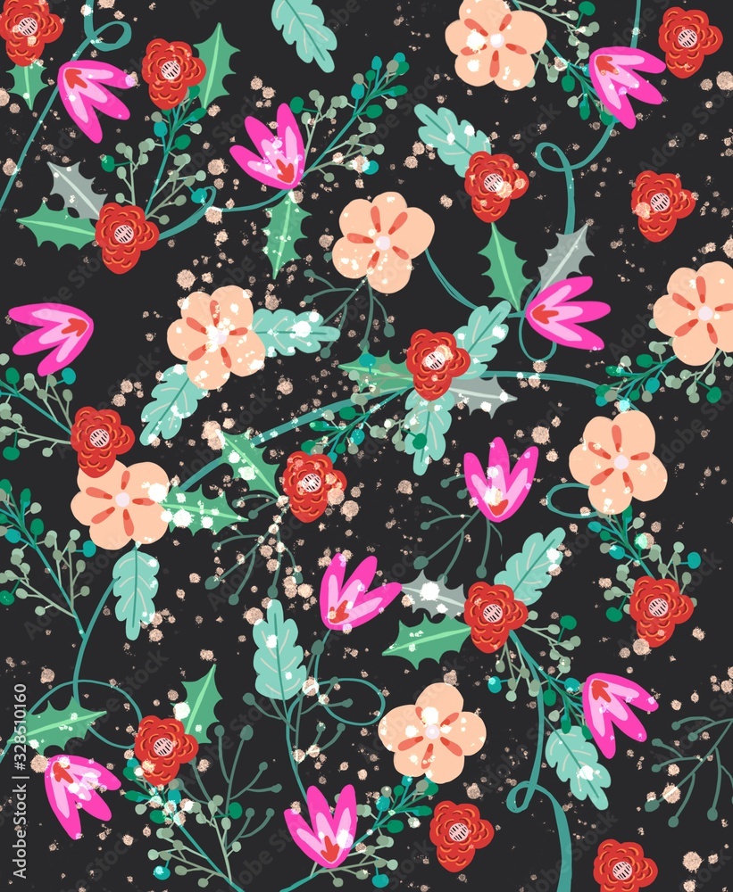 seamless pattern with flowers and hearts seamless pattern with flowers and hearts