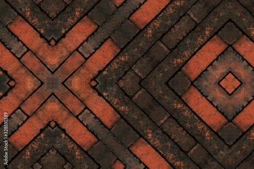 Background of old tile brick floor