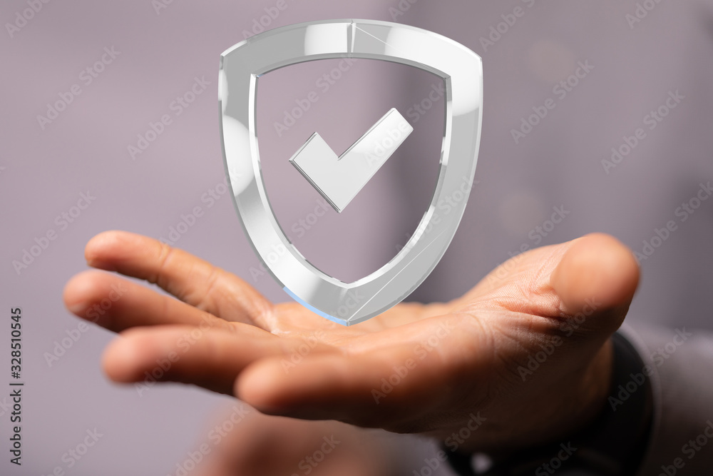 shield protection concept holding in hand digital shield protection concept holding in hand digital