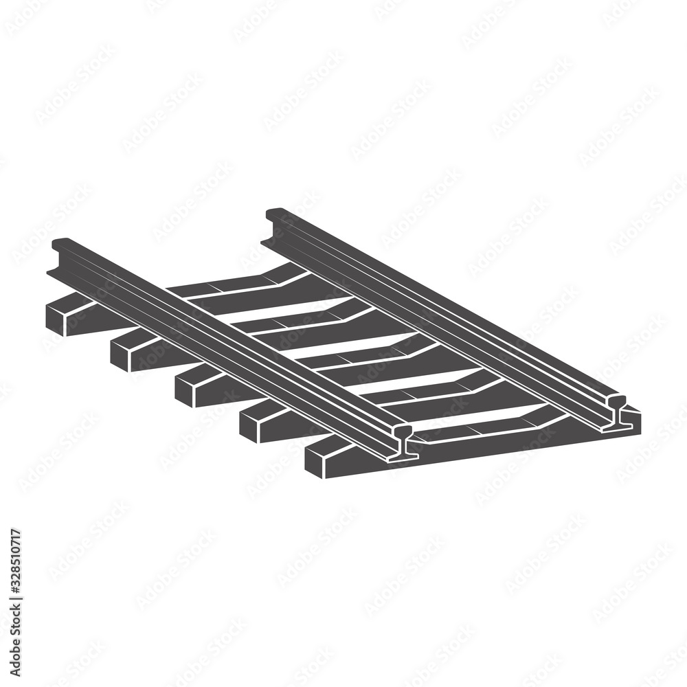 Rails with concrete sleepers for the railway icon in flat style.Vector illustration. Rails with concrete sleepers for the railway icon in flat style.Vector illustration.