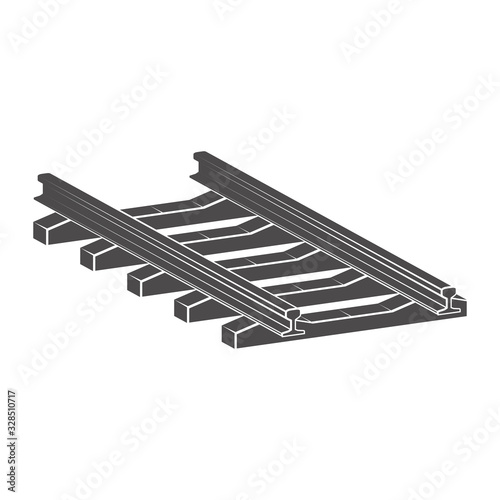 Rails with concrete sleepers for the railway icon in flat style.Vector illustration.