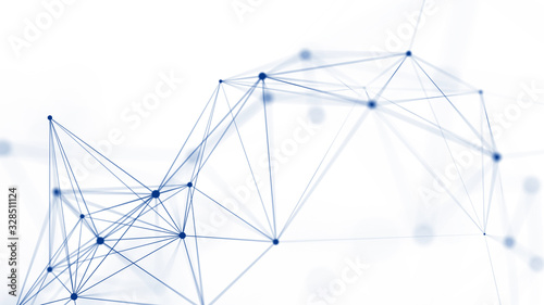 Polygonal white background with connecting dots and lines. Network connection structure. Plexus effect. 3d rendering.