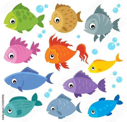 Stylized fishes theme set 2