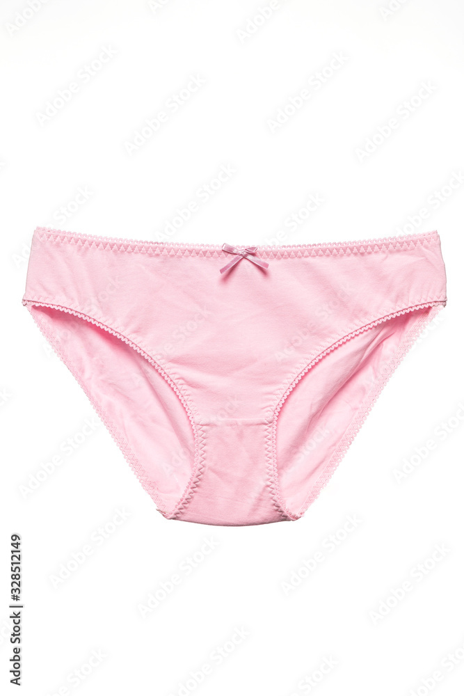 women's pink briefs isolated on white background