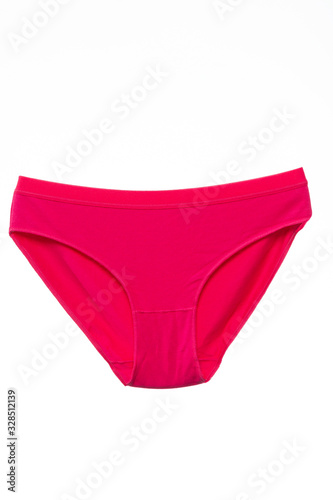 women's red briefs isolated on a white background