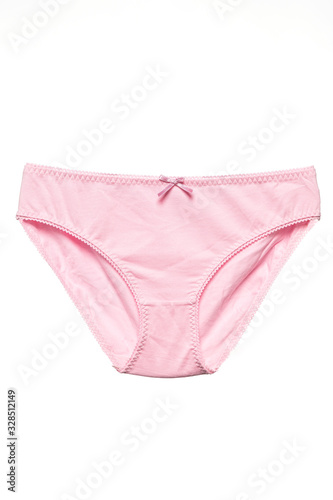 women's pink briefs isolated on white background