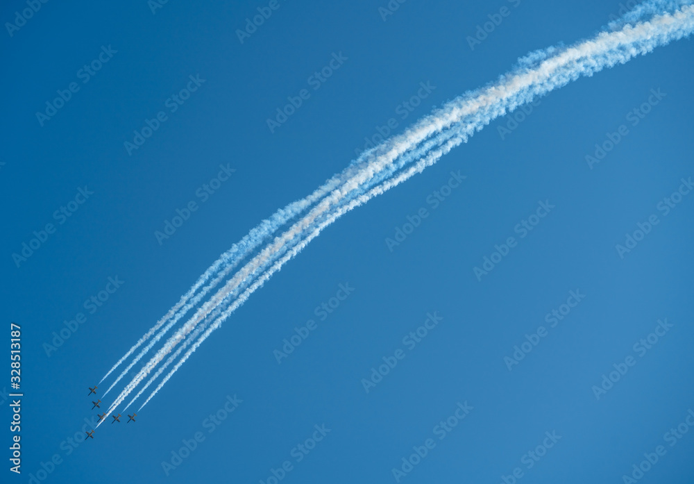 Airplanes in the sky at an air show