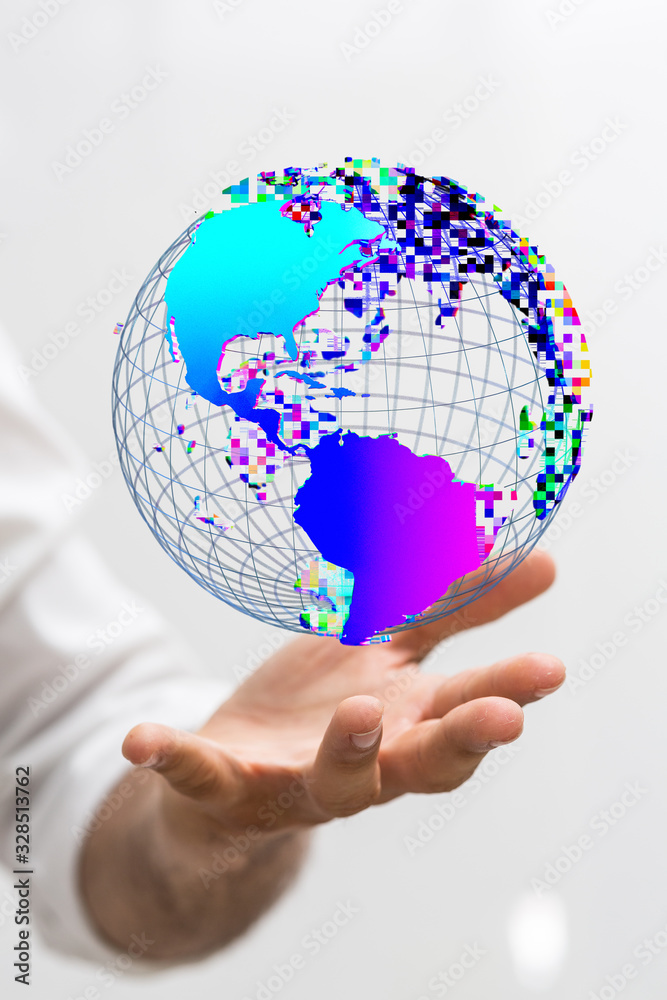 Holding Business World connection digital. Holding Business World connection digital.