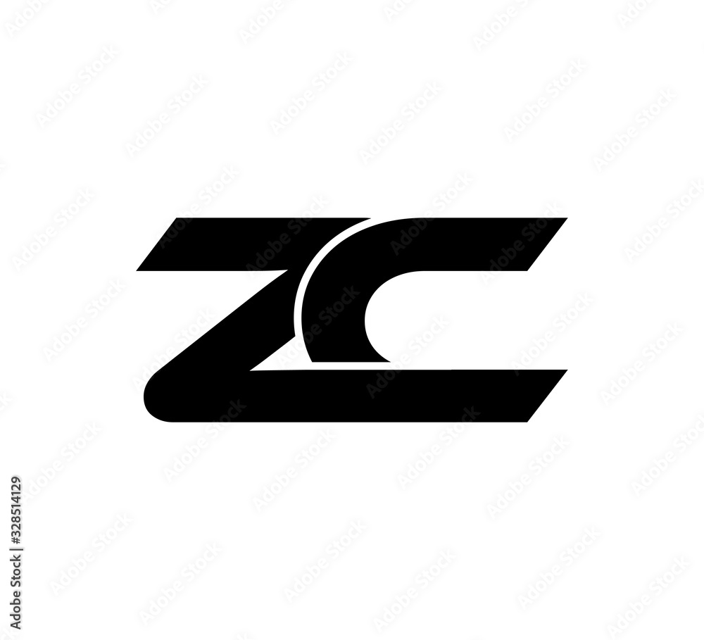 Initial 2 letter Logo Modern Simple Black ZC Initial 2 letter Logo Modern Simple Black ZC