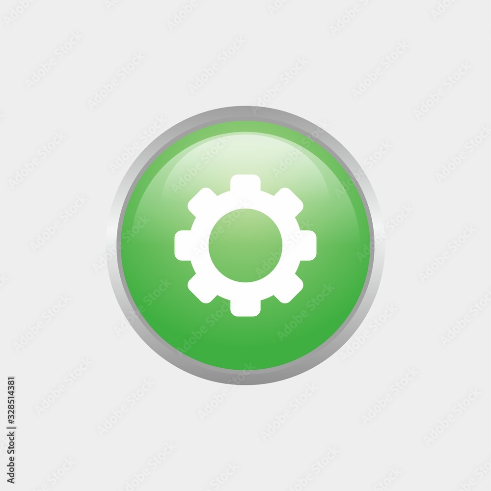 simple setting glossy icon with green color design, circle glossy button template vector for website, advertising, print simple setting glossy icon with green color design, circle glossy button template vector for website, advertising, print