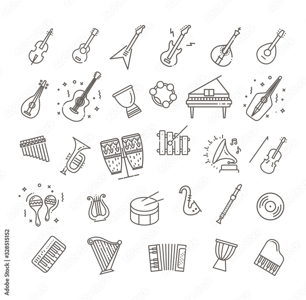Fototapeta Vector icons. music classic instruments.