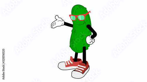 Vector Isolated Illustration of a Pickle with Sunglasses