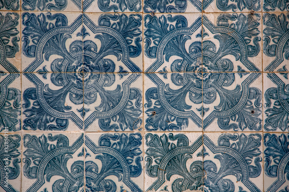 Distressed Colorful Tiles With Pattern