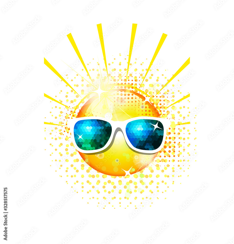The sun is in sunglasses. Vector illustration