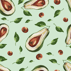 Acrylglasbilder Avocadomuster Avocado Muster Hellgrün Gesunde Ernährung  © Paint_art