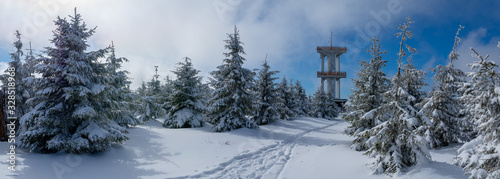 Jizera Mountains - observation tower on the summit of Smrk 1224 m above sea level
