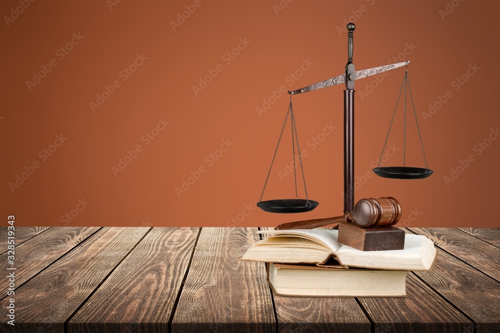 Justice Scales and books and wooden gavel on table. Justice concept Justice Scales and books and wooden gavel on table. Justice concept