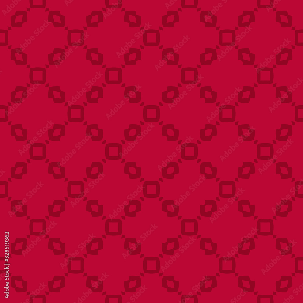 Vector geometric seamless pattern with small elements, squares, rhombuses, grid, net. Simple abstract minimalist texture in red and burgundy color. Elegant minimal repeat background. Subtle design