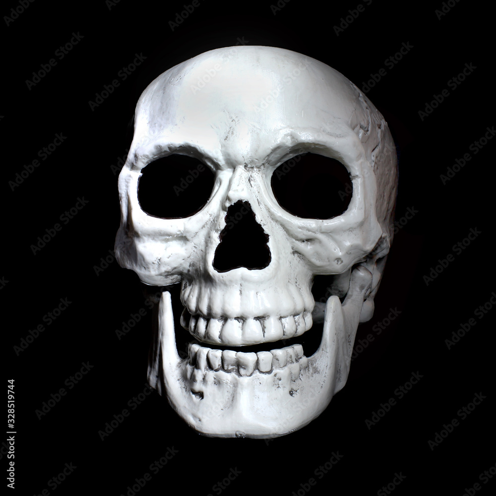 Obraz premium Human skull on a black background