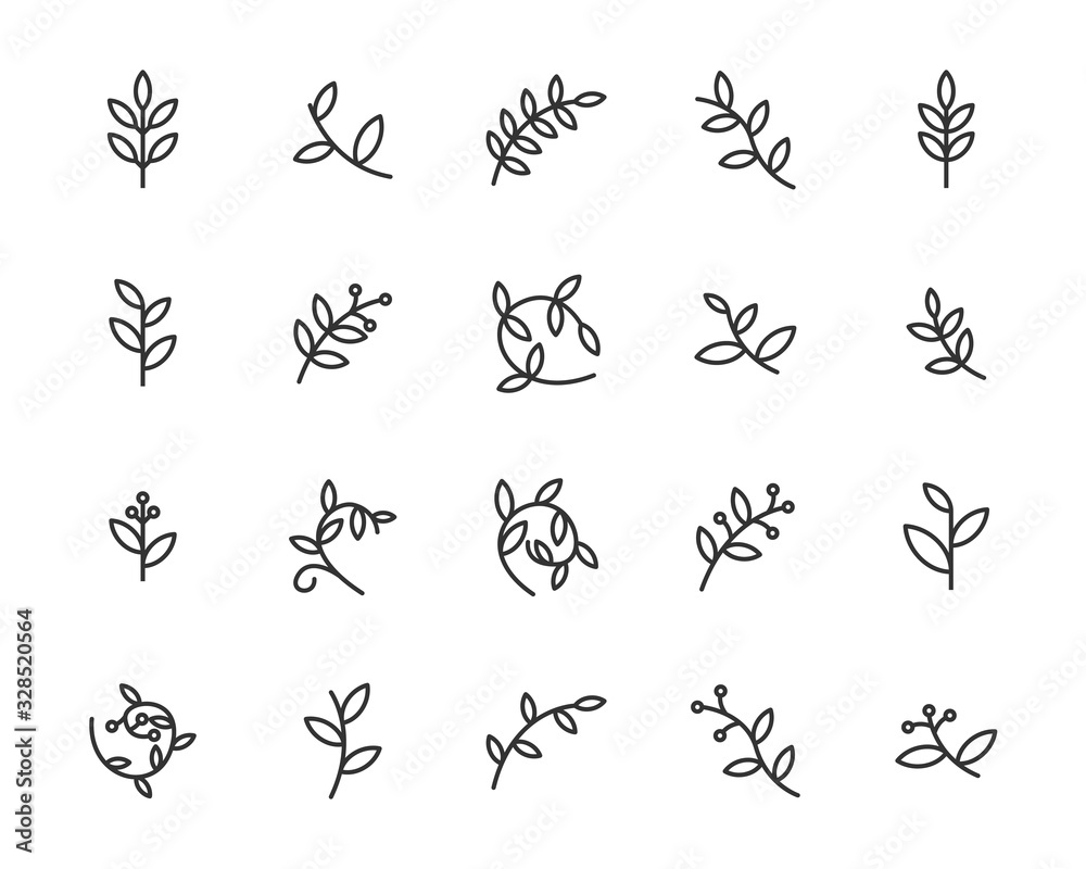 Fototapeta premium set of sprout icons, leaf, plant, nature, environment