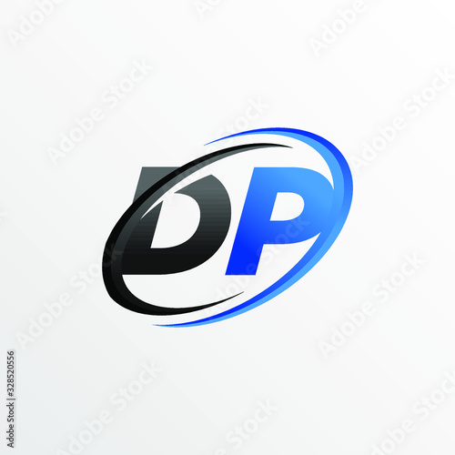 Initial Letters DP Logo with Circle Swoosh Element