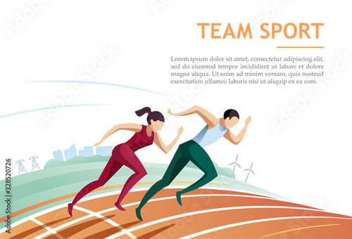 Team sport. Sport running and competition concept. Vector illustration