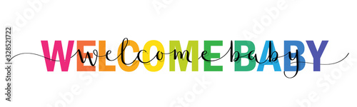 BLANK vector rainbow-colored mixed typography banner with interwoven brush calligraphy