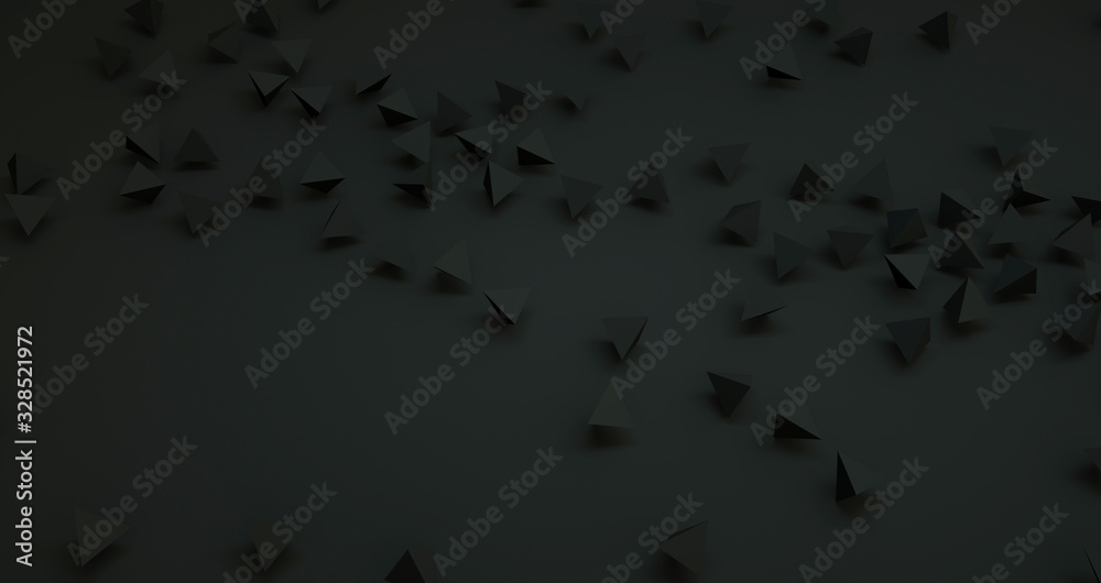 Abstract 3d rendering of geometric shapes. Computer generated minimalistic background with pyramides. Modern design for poster, cover, branding, banner, placard