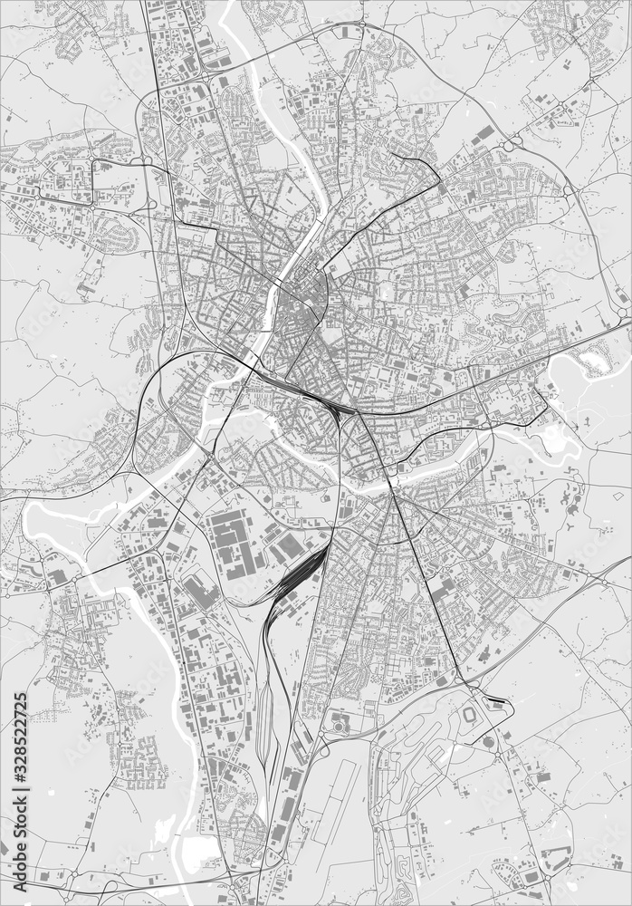 map of the city of Le Mans, Sarthe, Pays de la Loire, France