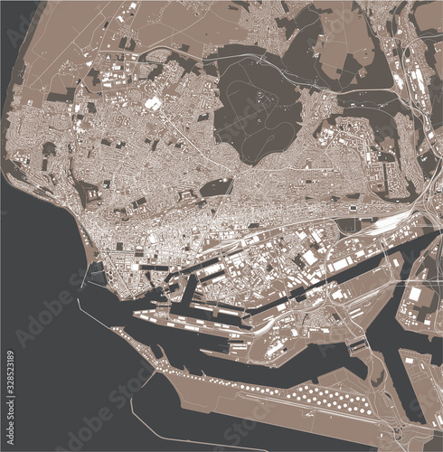 map of the city of Le Havre, Seine-Maritime, Normandy, France