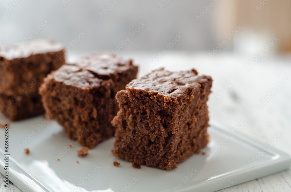 Slices of chocolate cake