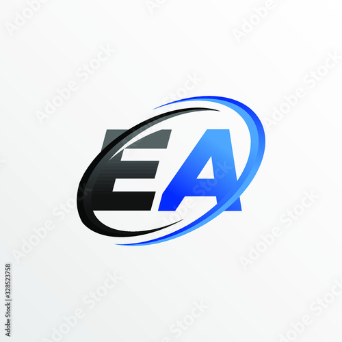 Initial Letters EA Logo with Circle Swoosh Element