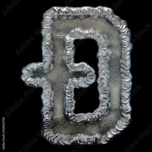 Industrial metal symbol dashcoin on black background 3d © lotus_studio