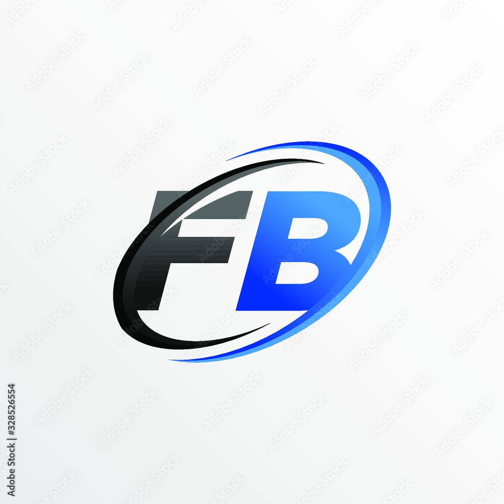 Obraz premium Initial Letters FB Logo with Circle Swoosh Element