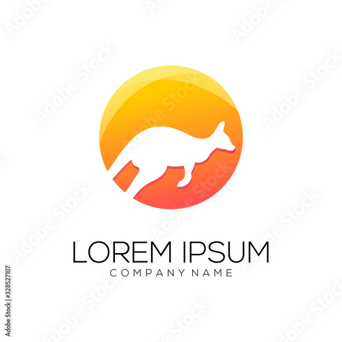 kangaroo logo design vector abstract
