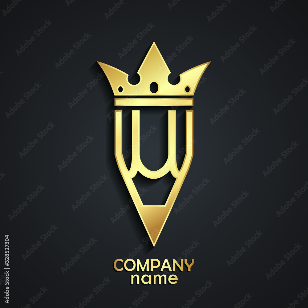 3d golden metal pencil with crown logo design 3d golden metal pencil with crown logo design