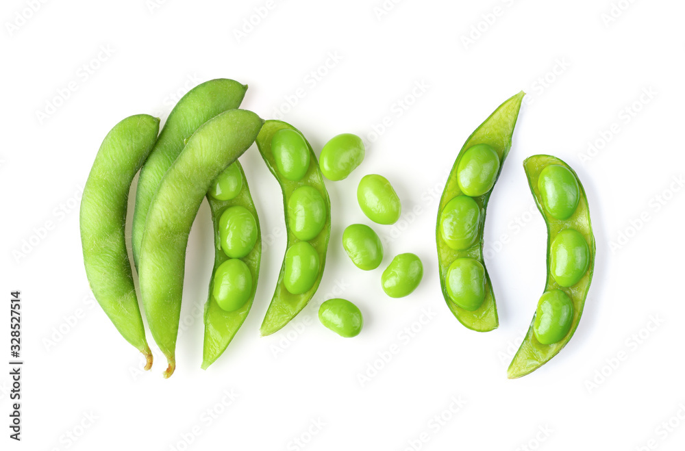 green soy beans isolated on white background green soy beans isolated on white background