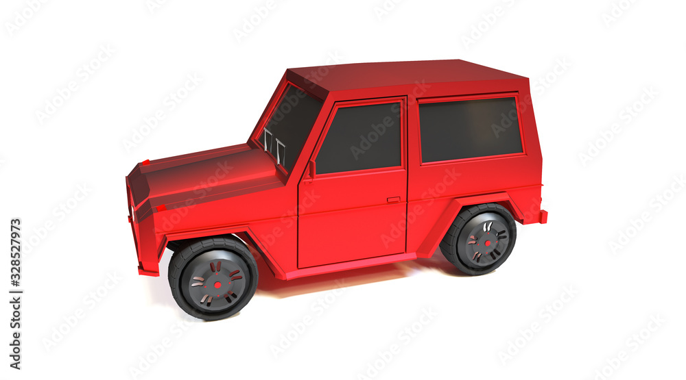 Small cute car isolated on white. 3d redner