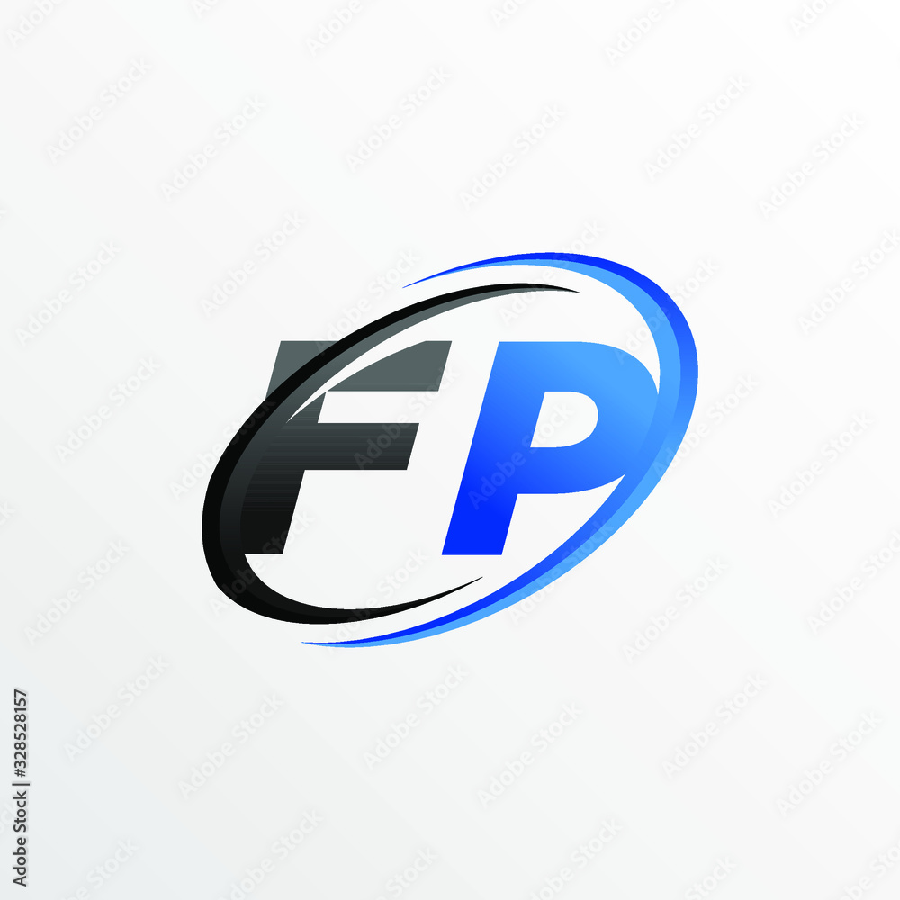 Obraz premium Initial Letters FP Logo with Circle Swoosh Element