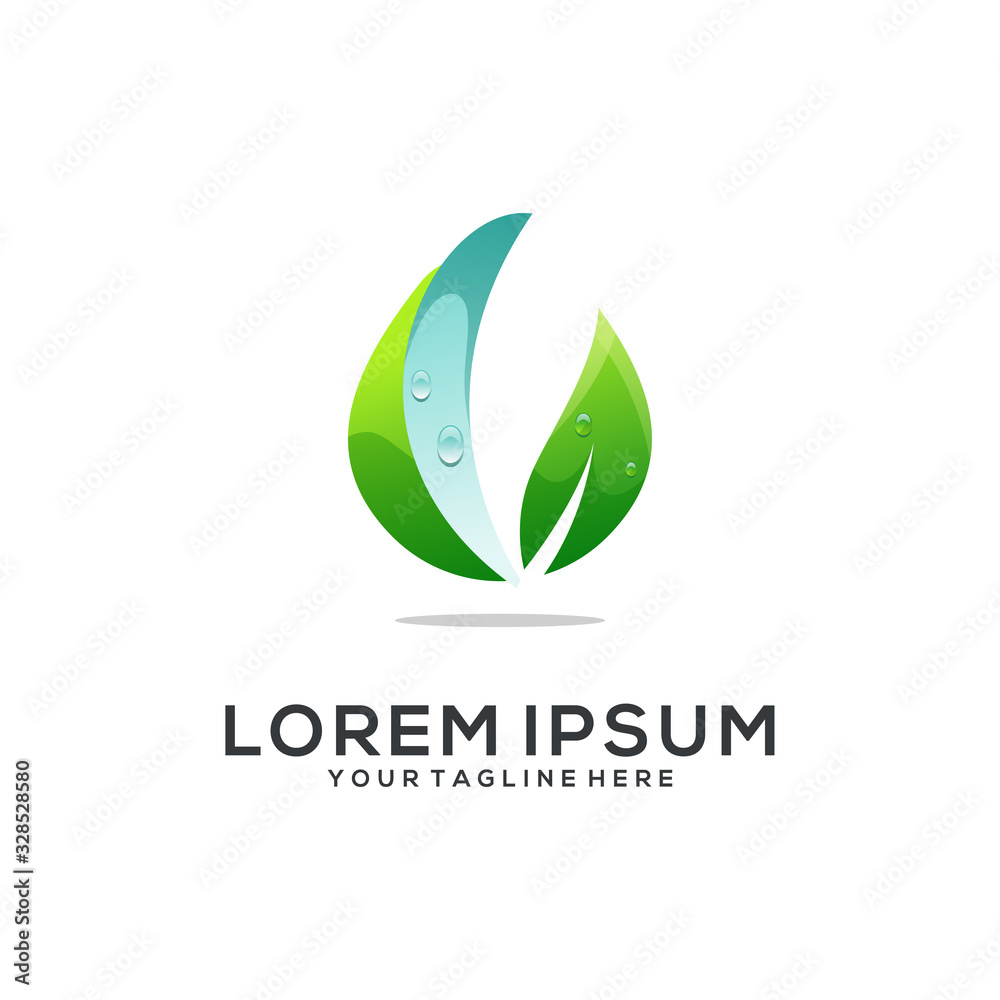 Fototapeta premium awesome leaf water logo design vector abstract