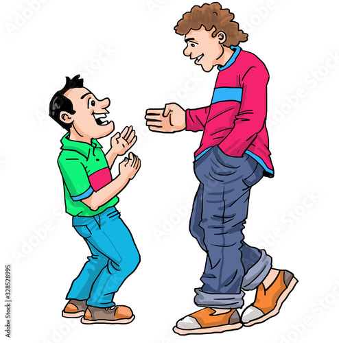 Cartoon happy best friend talking