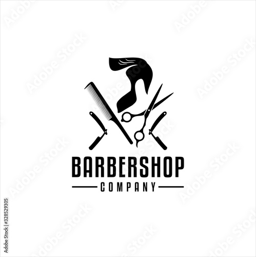 Vintage Barbershop Logo Vector Template