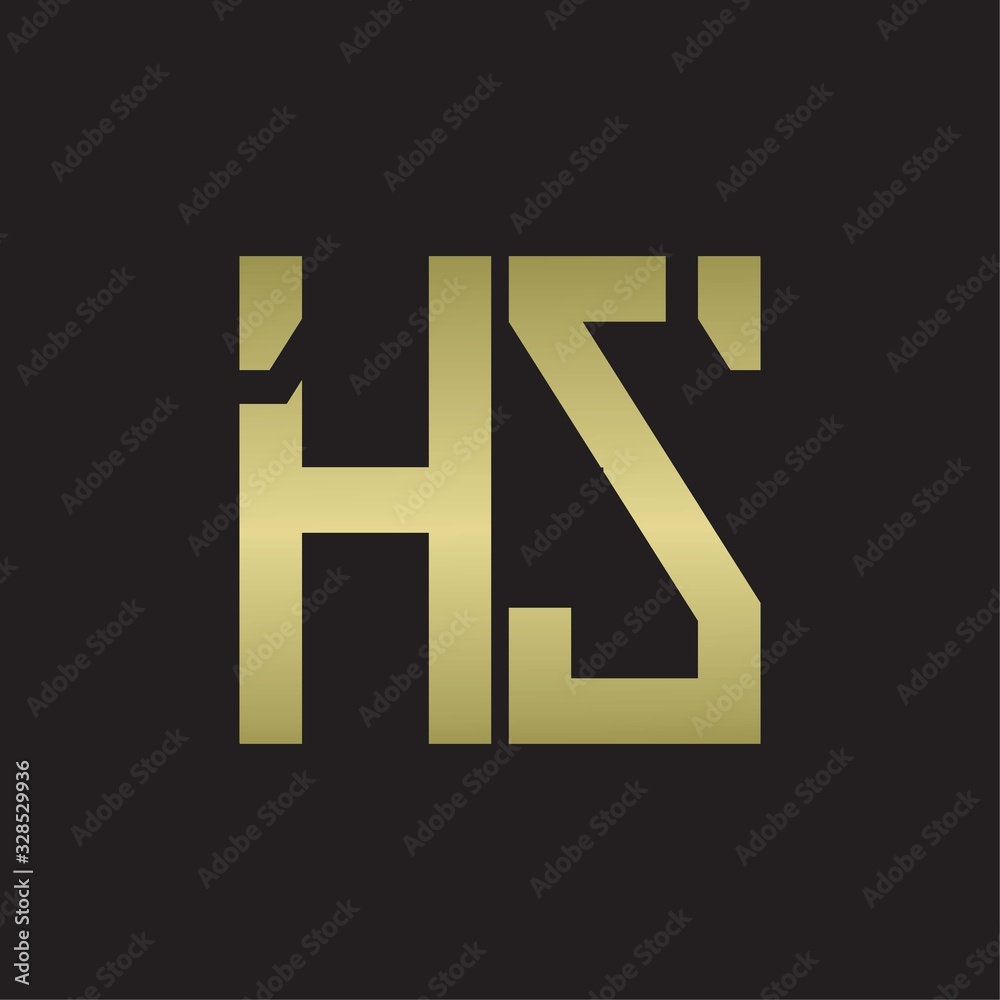 HS Logo with squere shape design template with gold colors HS Logo with squere shape design template with gold colors