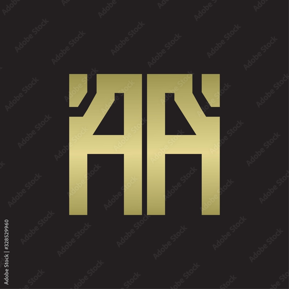 AA Logo with squere shape design template with gold colors AA Logo with squere shape design template with gold colors