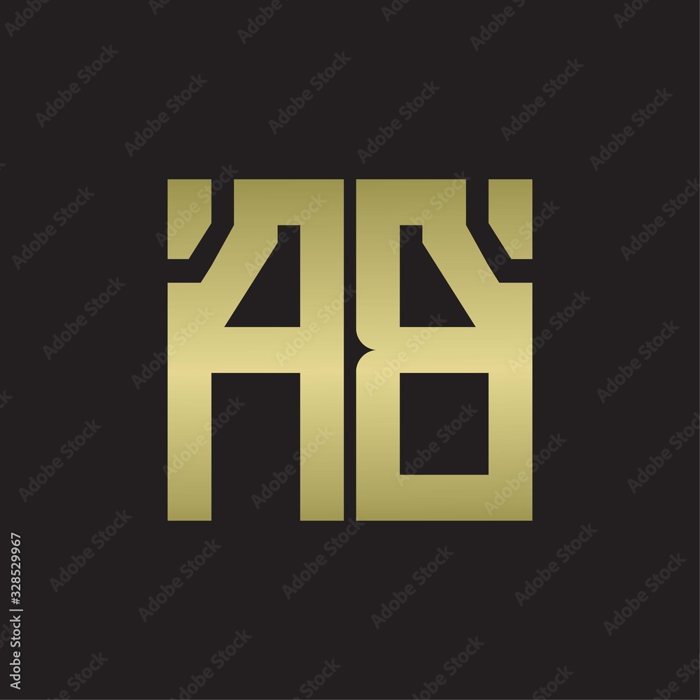 AB Logo with squere shape design template with gold colors AB Logo with squere shape design template with gold colors